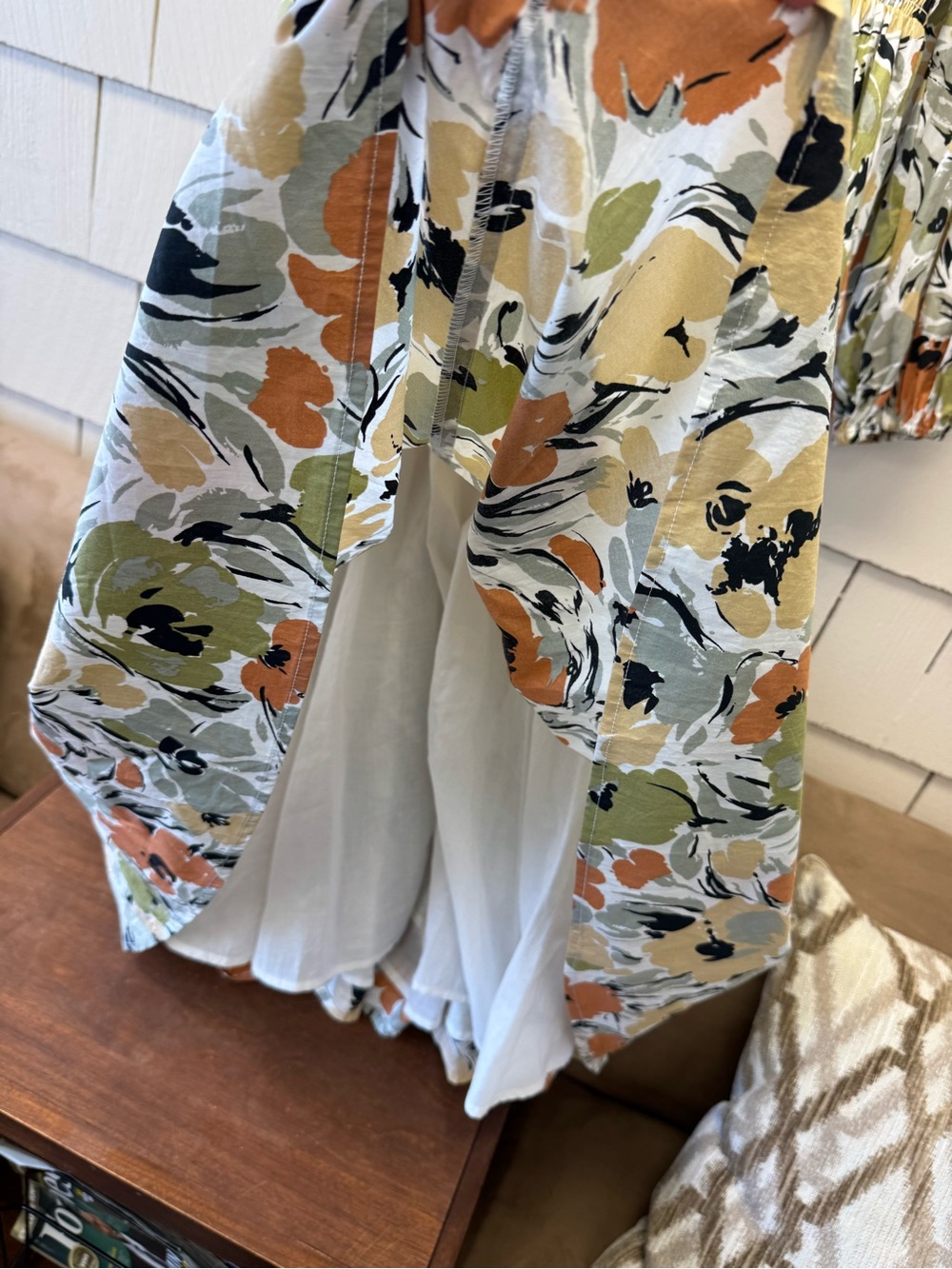 Jessakae Floral Long Sleeve Mock Neck Smocked Bodice Midi Dress Size L Fall - Picture 6 of 7